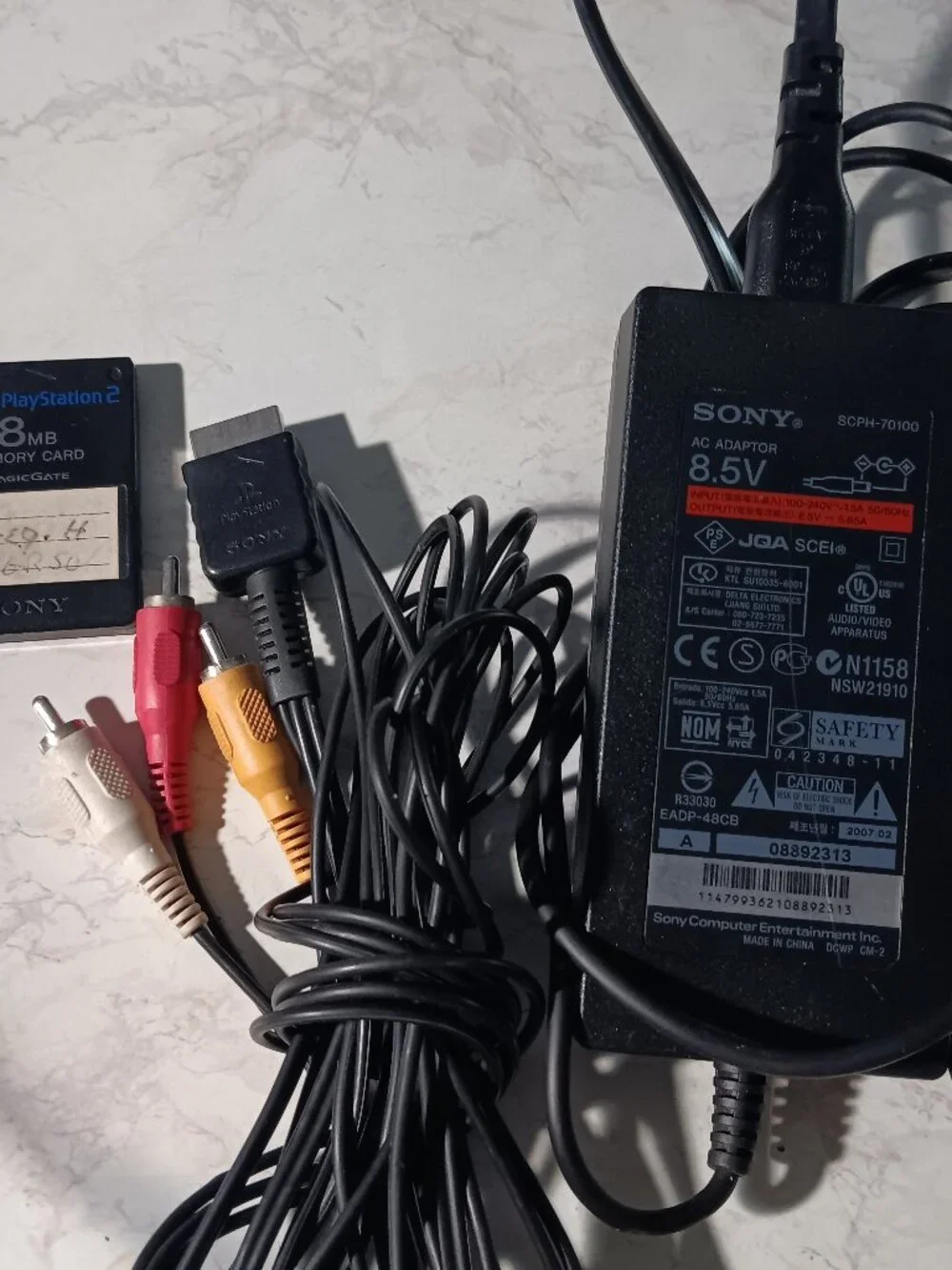 PS2 Slim 3 Item SONY Bundle AC + AV Cables Memory Card Playstation 2 Official